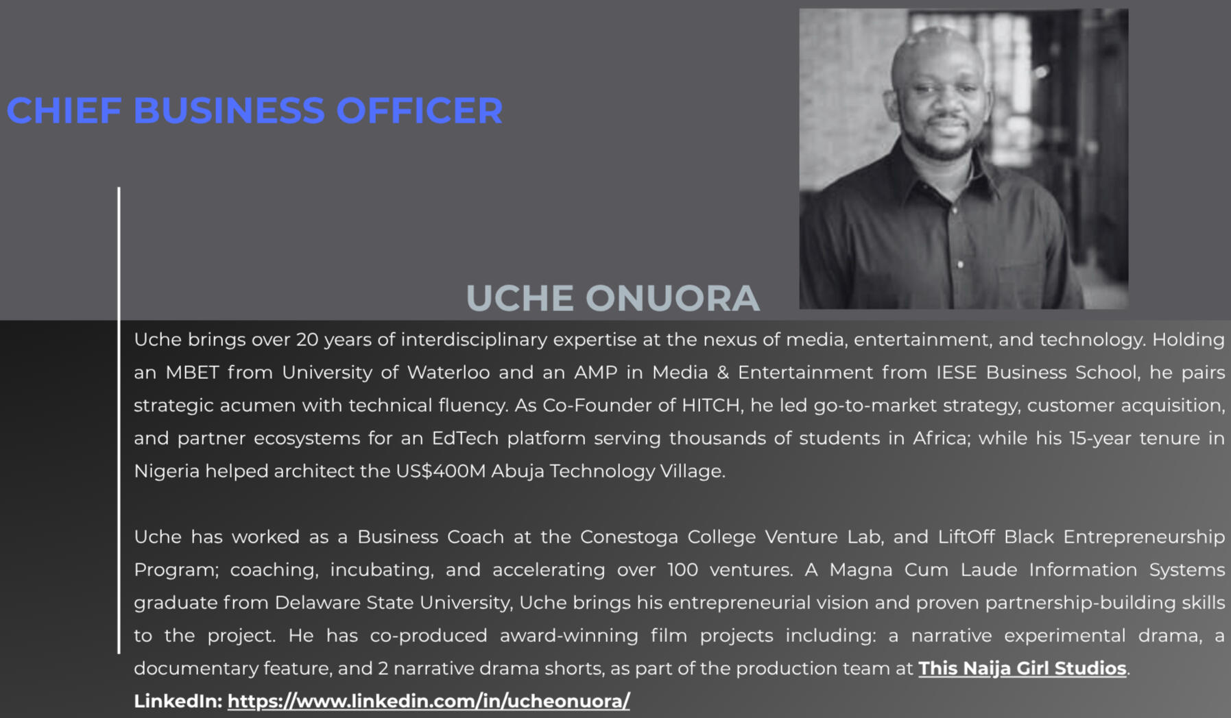 IzuTribe Team - Uche Onuora